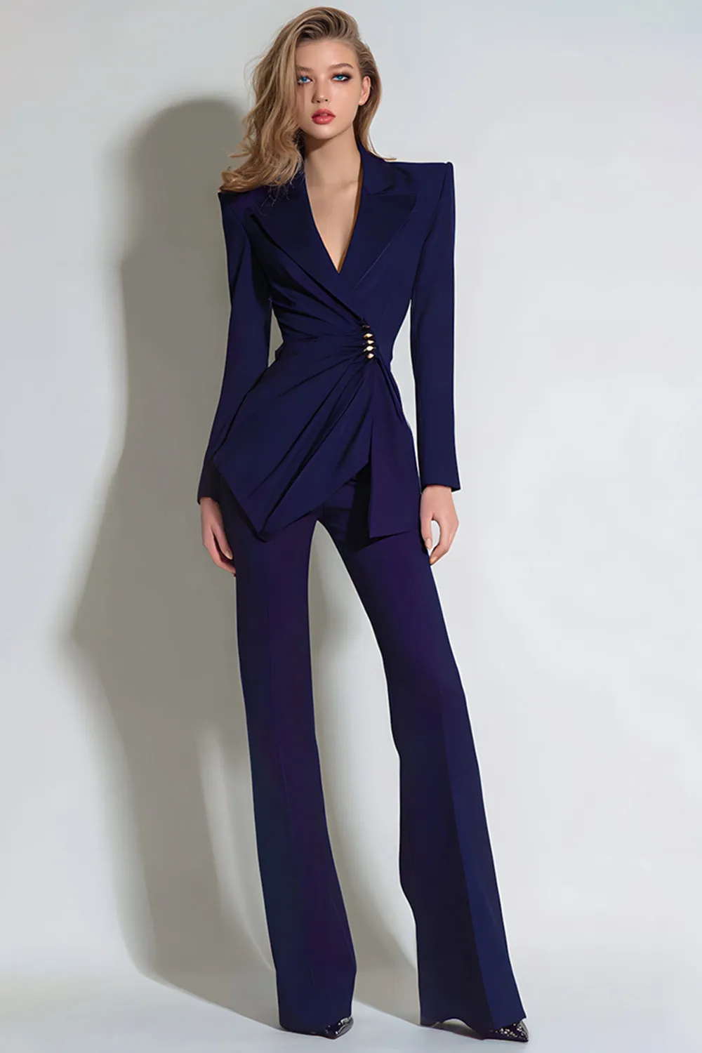 Dark Purple Peak Lapel 2 Piece Business Suits sold by Zapaka