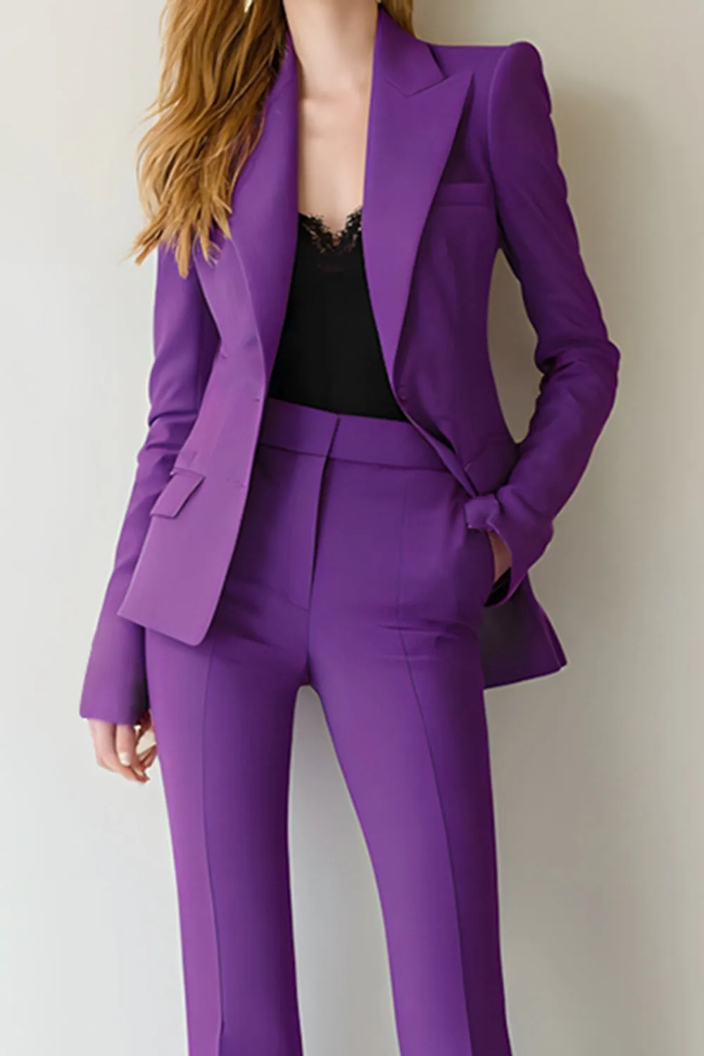 Dark Purple Peak Lapel 2 Piece Business Suits sold by Zapaka product image thumbnail 2