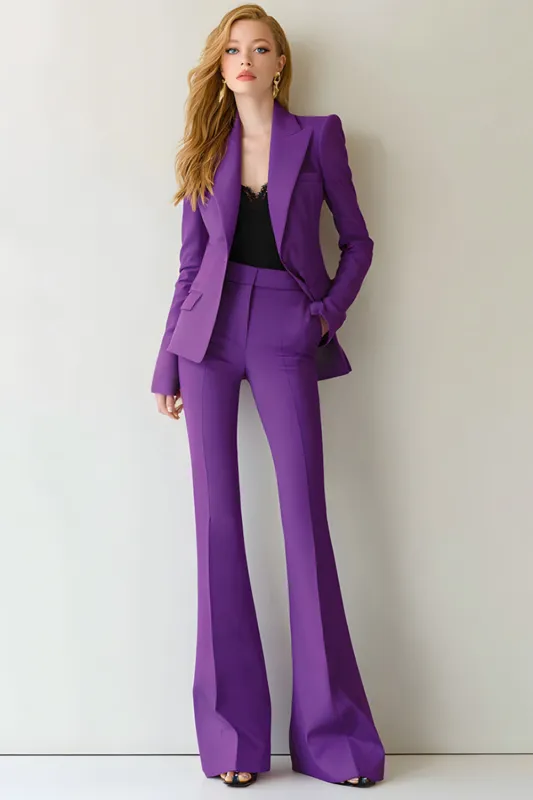 Dark Purple Peak Lapel 2 Piece Business Suits sold by Zapaka
