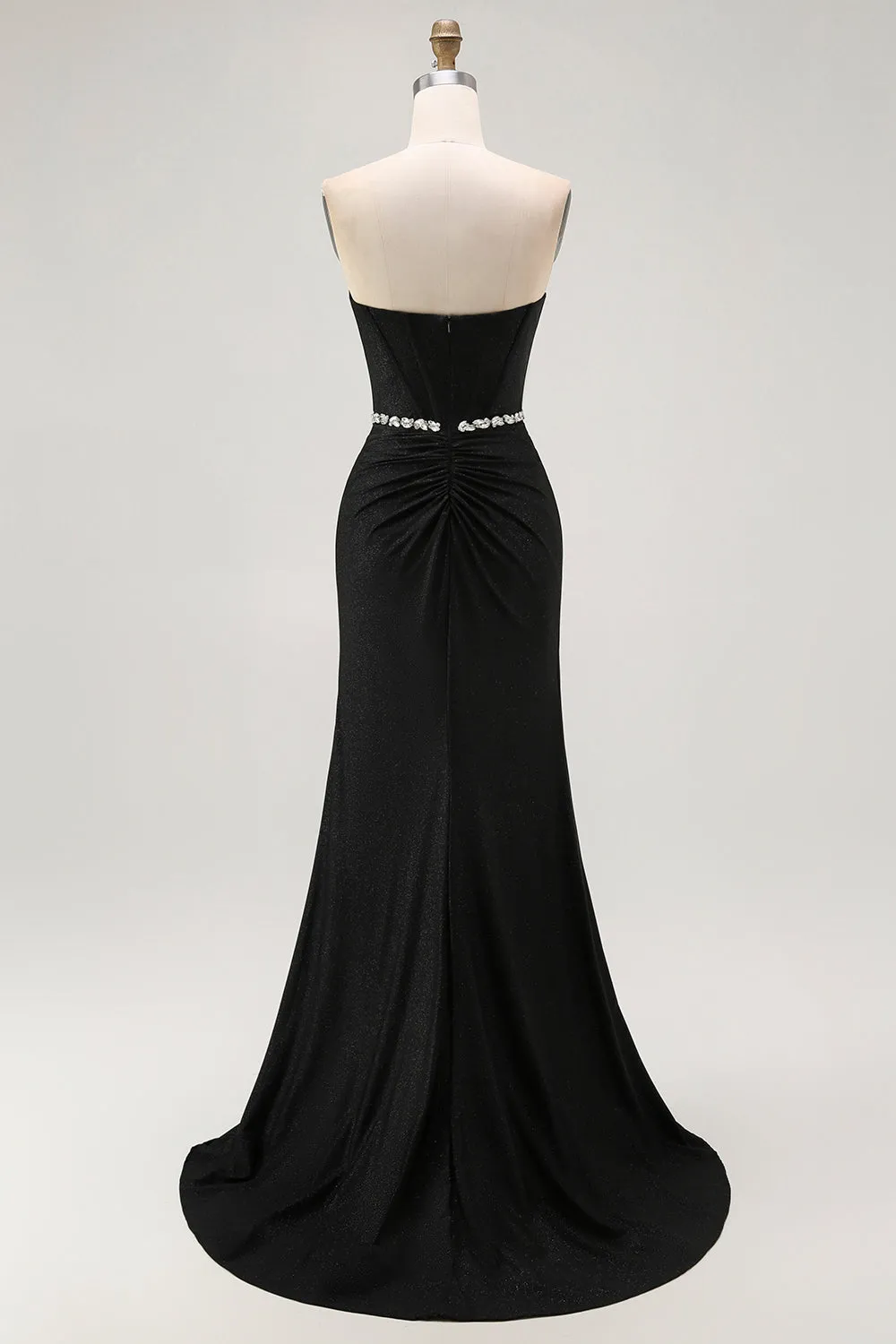Black Mermaid Strapless Corset Long Prom Dress with Beading sold by Zapaka product image thumbnail 2