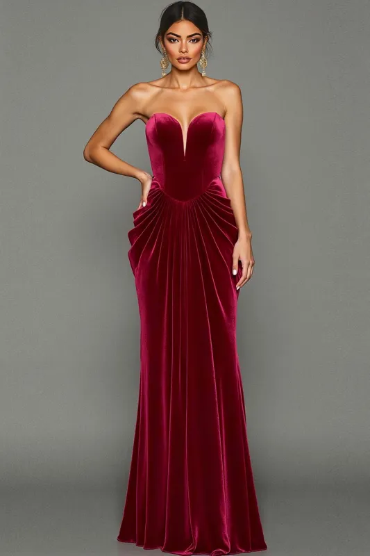 Cabernet Mermaid Strapless Long Formal Dress sold by Zapaka