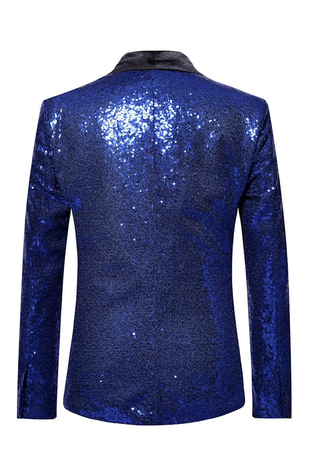 Sparkly Blue Shawl Lapel One Button Men's Prom Blazer sold by Zapaka product image thumbnail 2