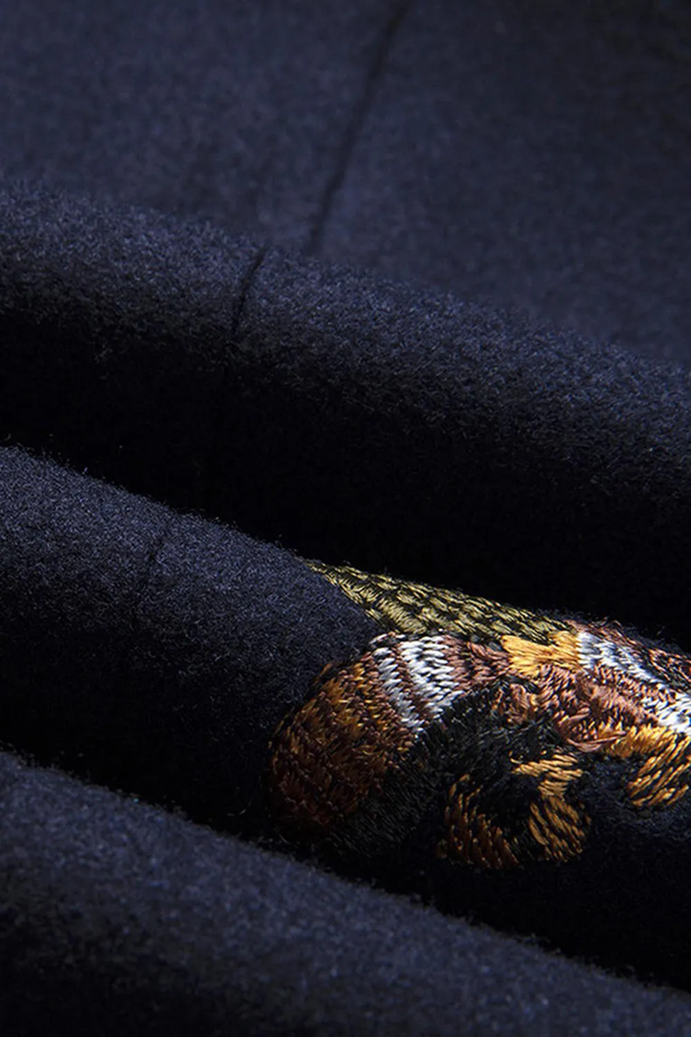 Navy Notched Lapel One Button Embroidered Men's Blazer sold by Zapaka product image thumbnail 3