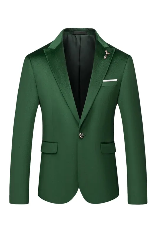 Green Peak Lapel Singel Breasted Men's Prom Blazer sold by Zapaka