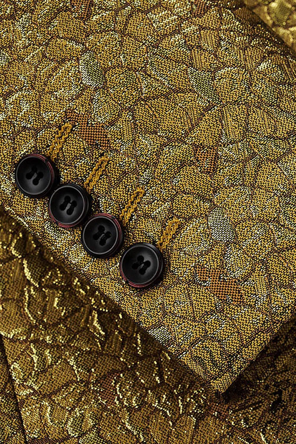 Sparkly Golden Notched Lapel Texture Prom Blazer sold by Zapaka product image thumbnail 4