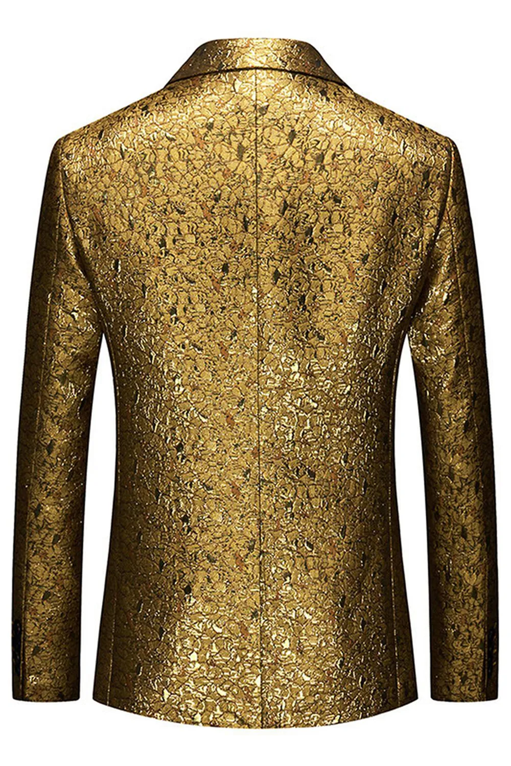 Sparkly Golden Notched Lapel Texture Prom Blazer sold by Zapaka product image thumbnail 2