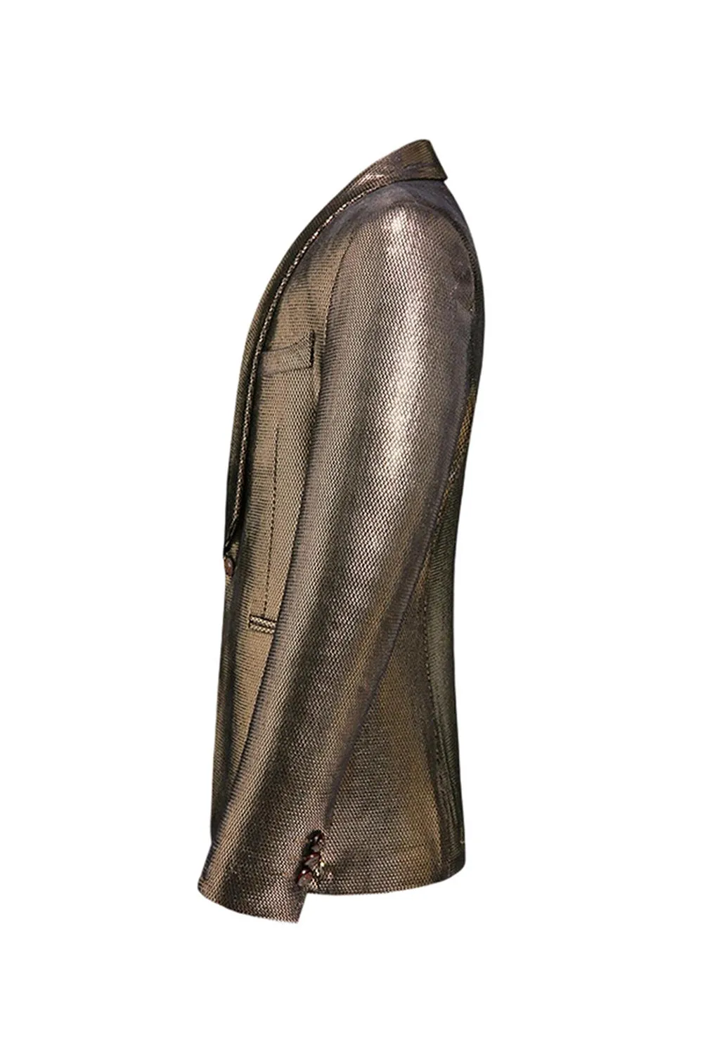 Golden Metallic Shawl Lapel Men's Prom Blazer sold by Zapaka product image thumbnail 3