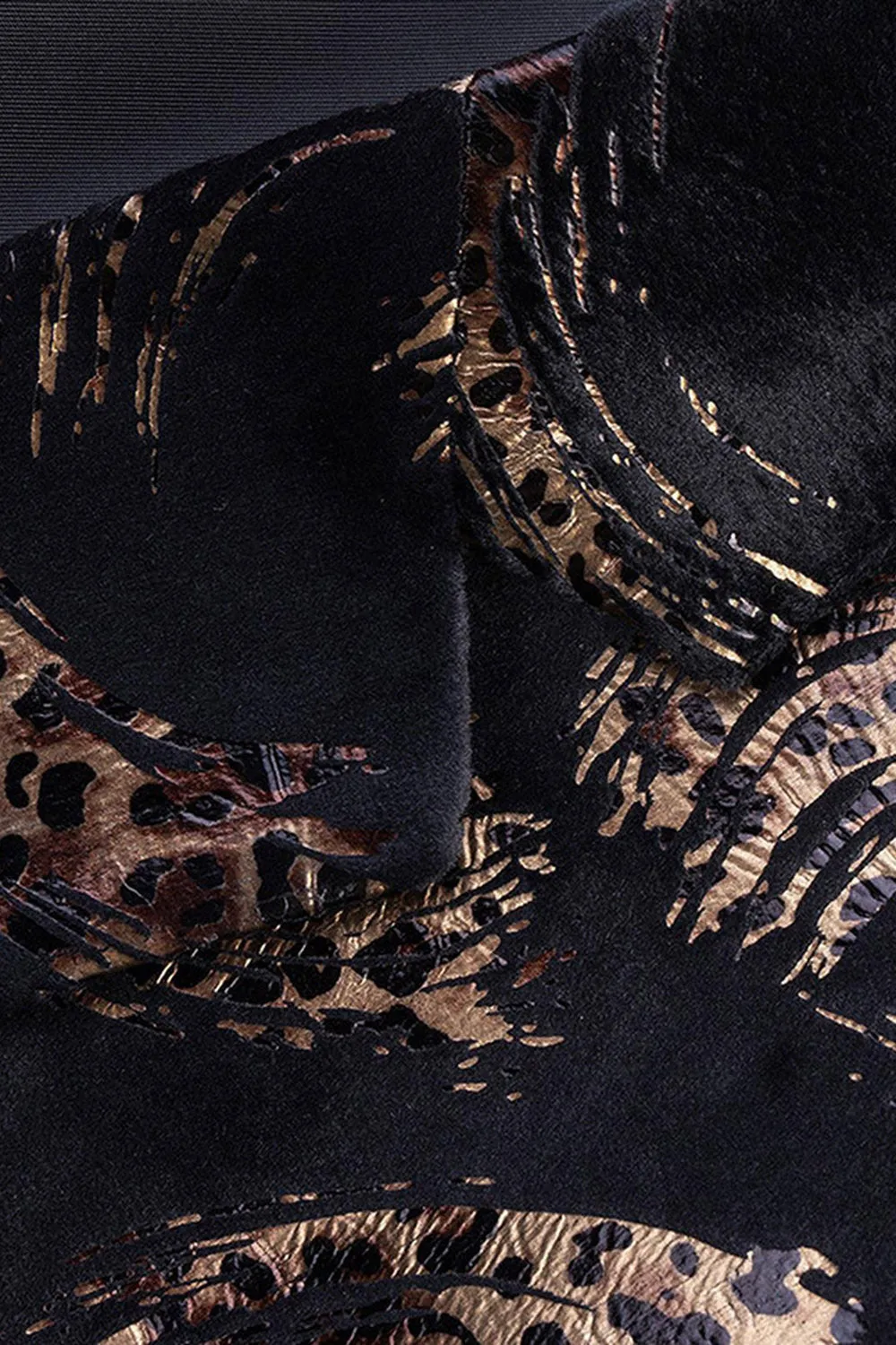 Men's Black Golden Printed Notched Lapel Prom Blazer sold by Zapaka product image thumbnail 3