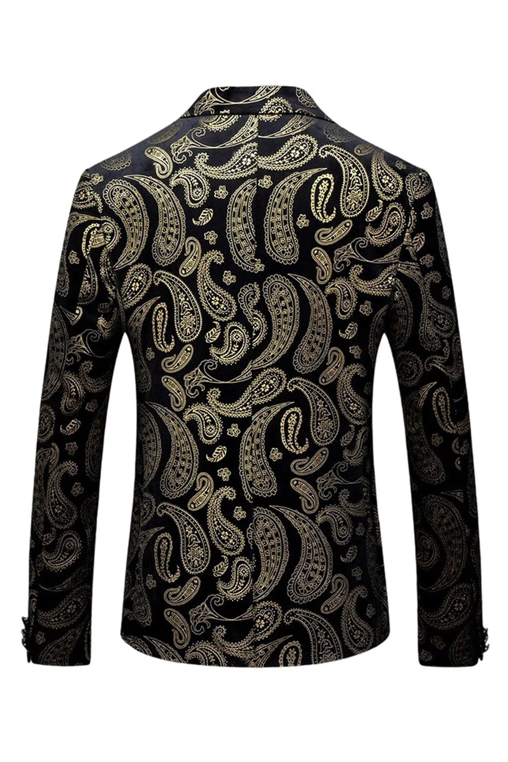 Men's Black Golden Notched Lapel Printed Blazer sold by Zapaka product image thumbnail 2
