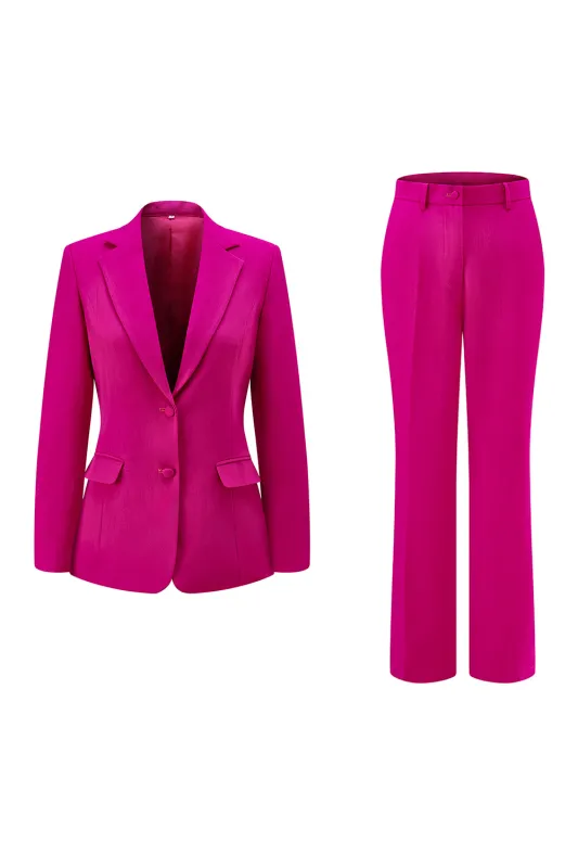 Fuchsia 2-Piece One Button Notched Lapel Women Suits sold by Zapaka