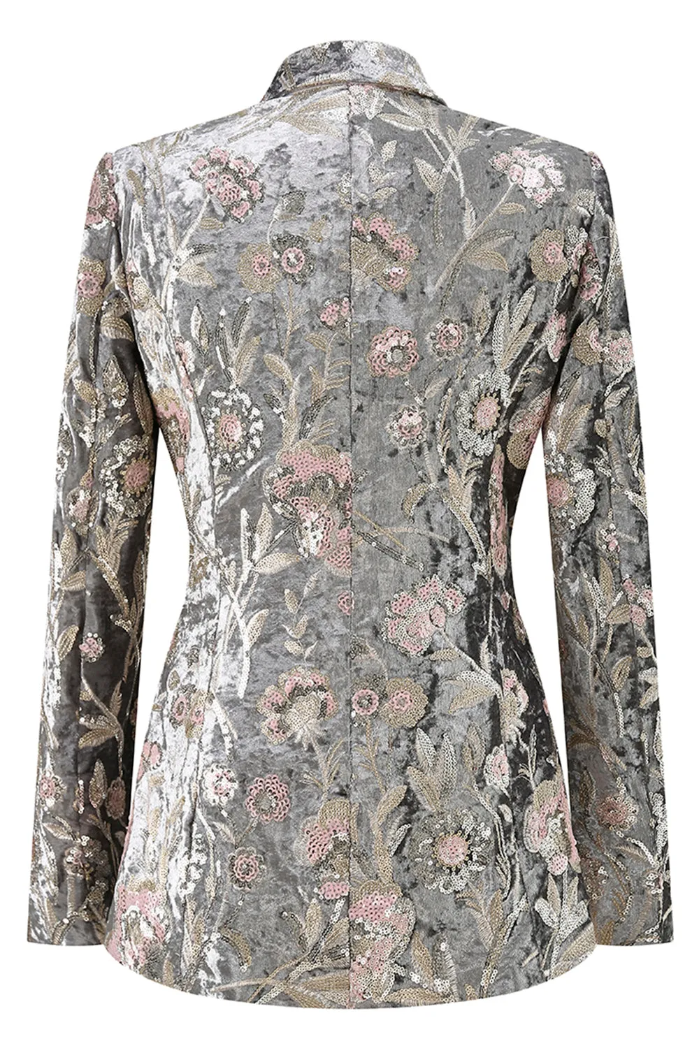 2-Piece Sparkly Grey Peak Lapel Women Suits sold by Zapaka product image thumbnail 2