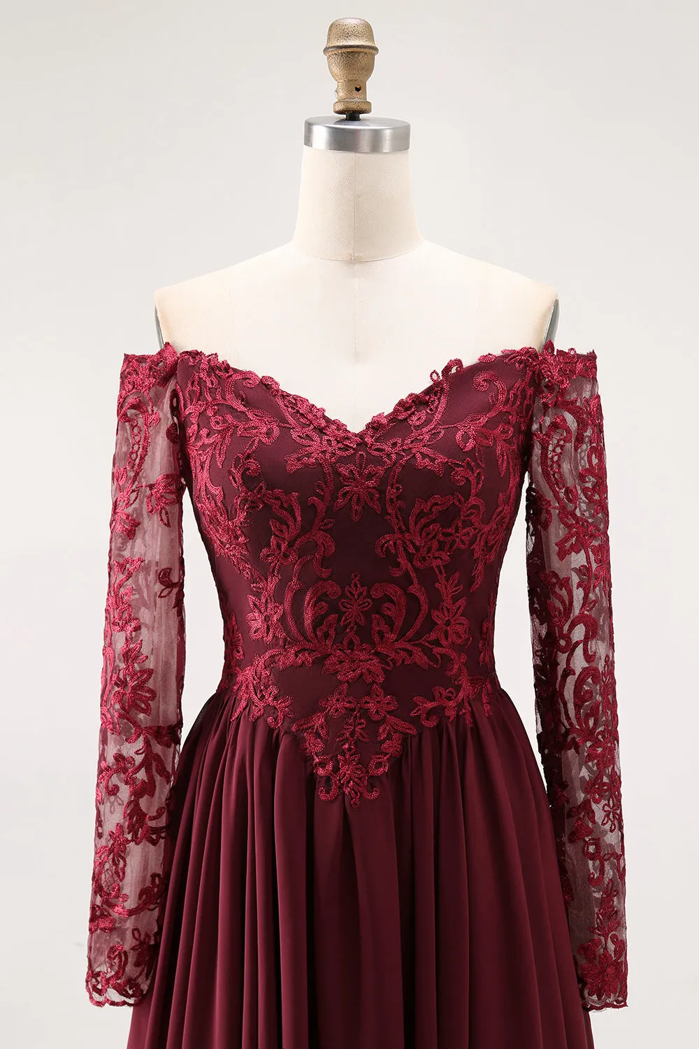 Cabernet A Line Strapless Mother of the Bride Dress with Lace sold by Zapaka product image thumbnail 4