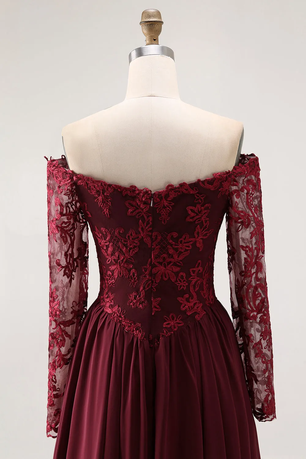 Cabernet A Line Strapless Mother of the Bride Dress with Lace sold by Zapaka product image thumbnail 5