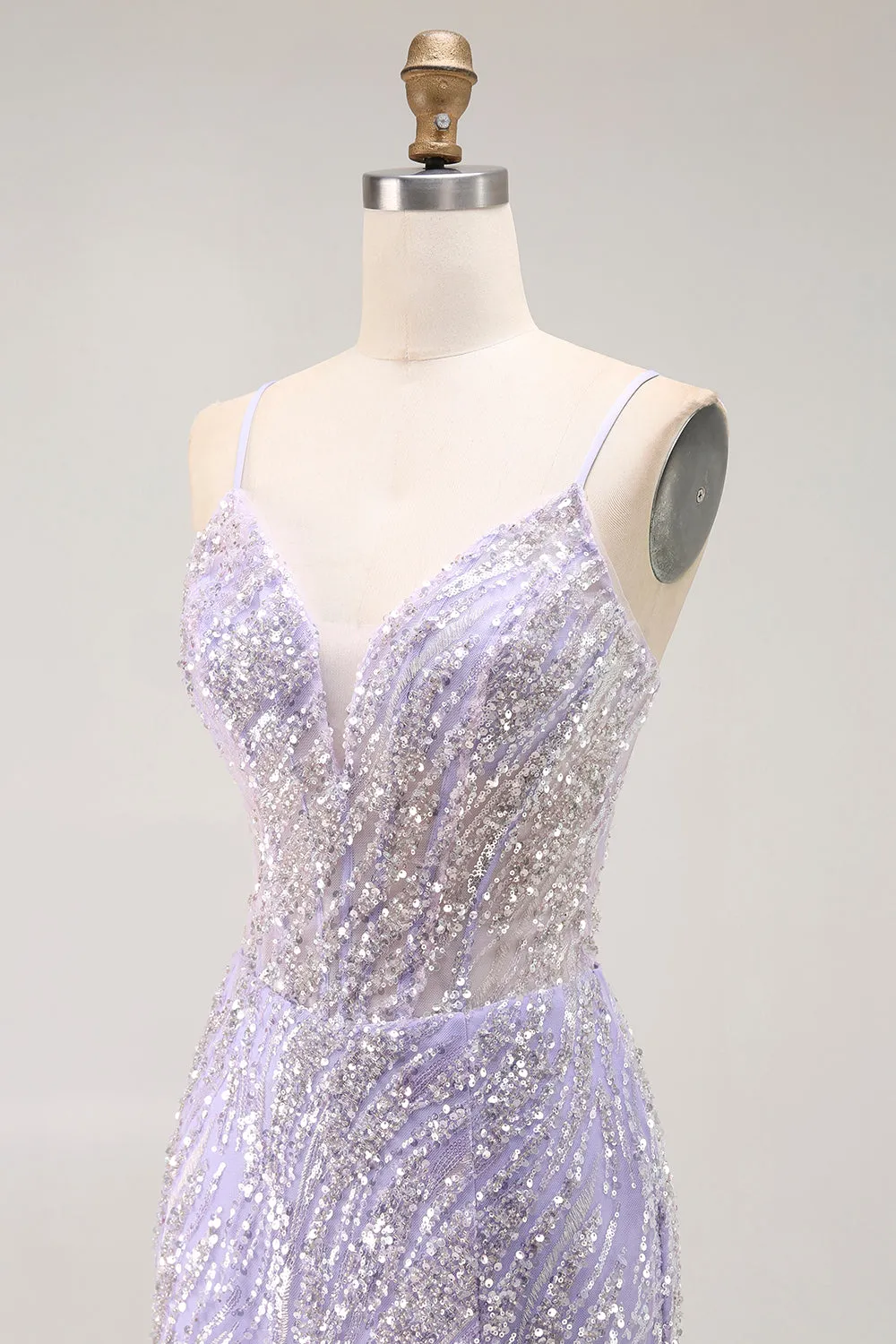 Mermaid Sequin Purple Long Prom Dress with Slit sold by Zapaka product image thumbnail 5