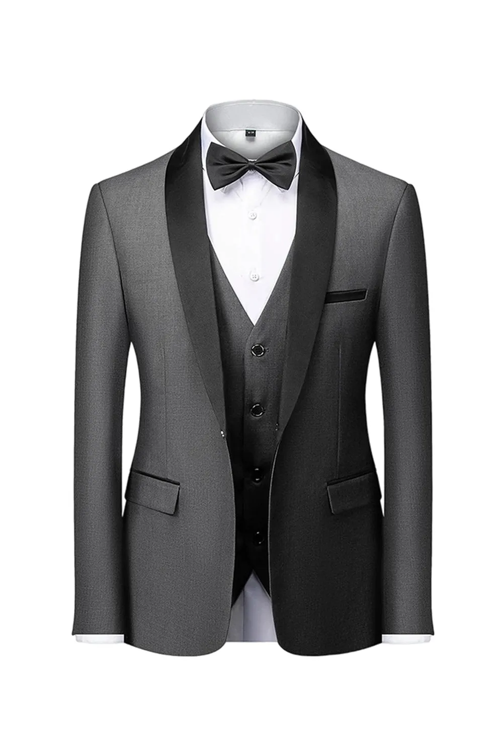 Grey Shawl Lapel Single Breasted Men's Suits sold by Zapaka product image thumbnail 2