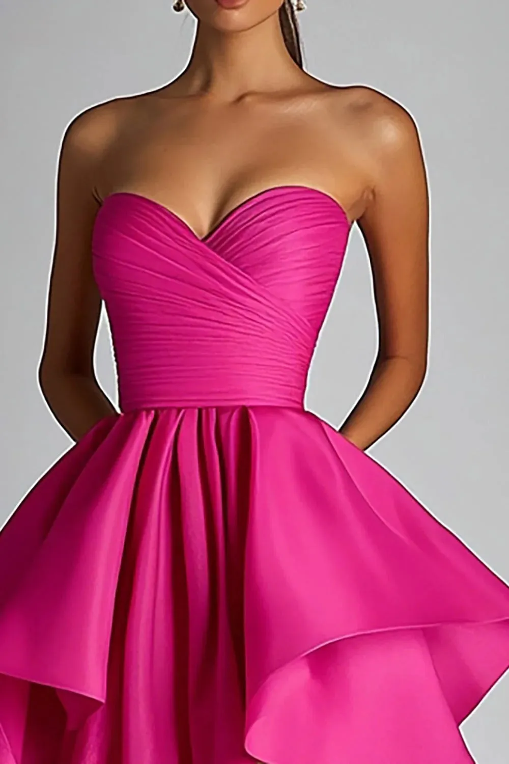 Sweetheart Fuchsia A Line Ruffle High Low Formal Dress sold by Zapaka product image thumbnail 2