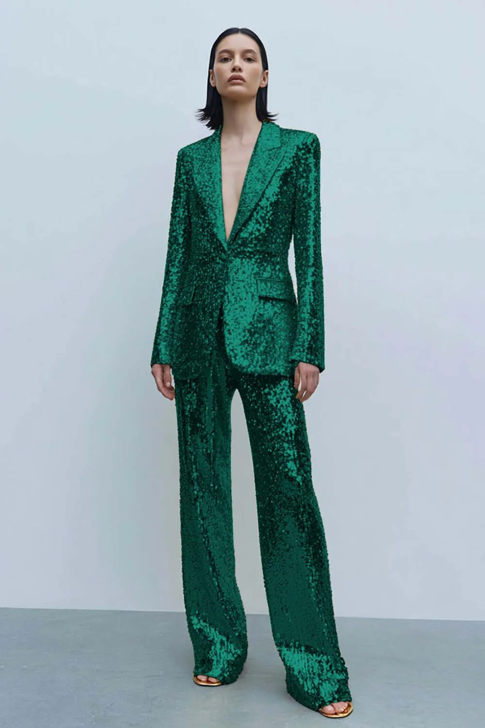 Sparkly Golden 2-Piece Peak Lapel Women Prom Suits sold by Zapaka product image thumbnail 5