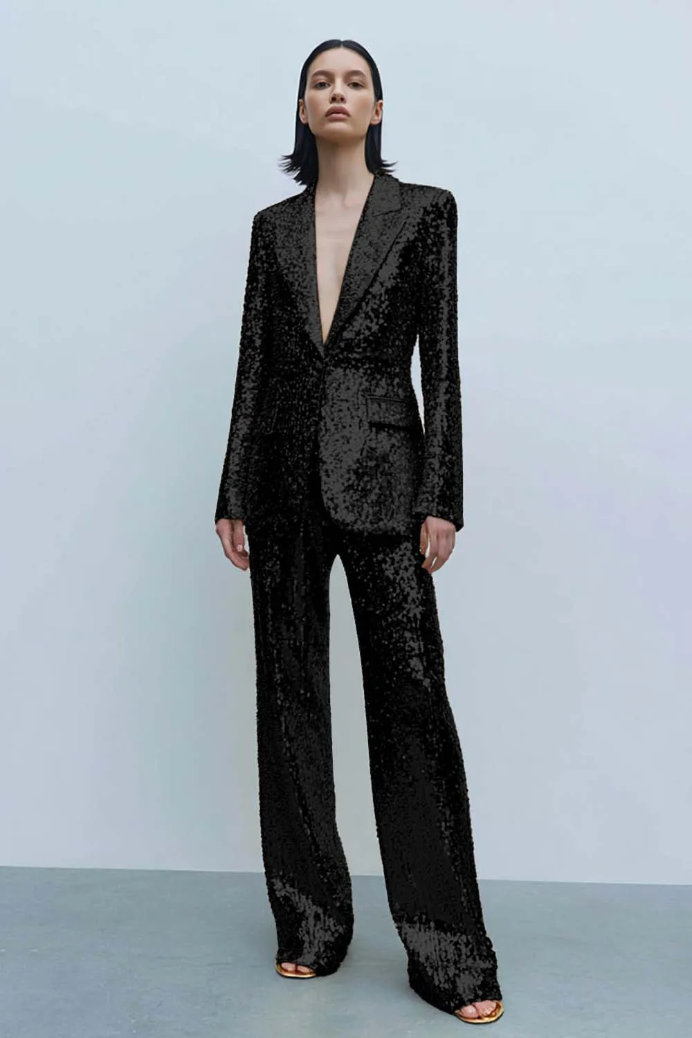 Sparkly Golden 2-Piece Peak Lapel Women Prom Suits sold by Zapaka product image thumbnail 3