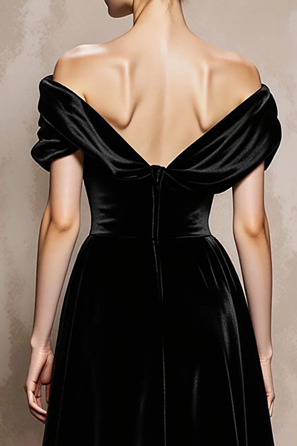 Off the Shoulder A-Line Velvet Black Long Military Ball Dresses sold by Zapaka product image thumbnail 4