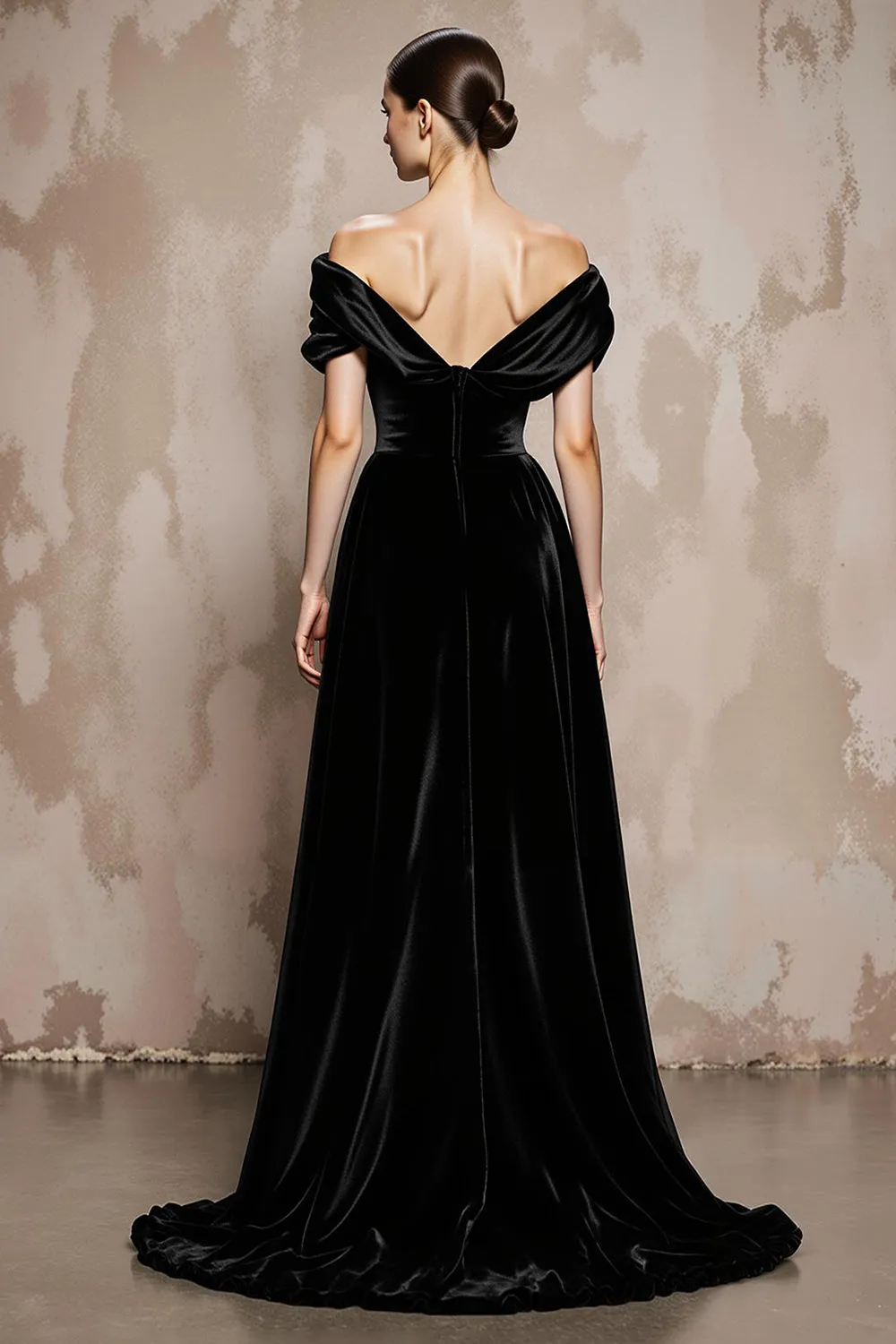 Off the Shoulder A-Line Velvet Black Long Military Ball Dresses sold by Zapaka product image thumbnail 2