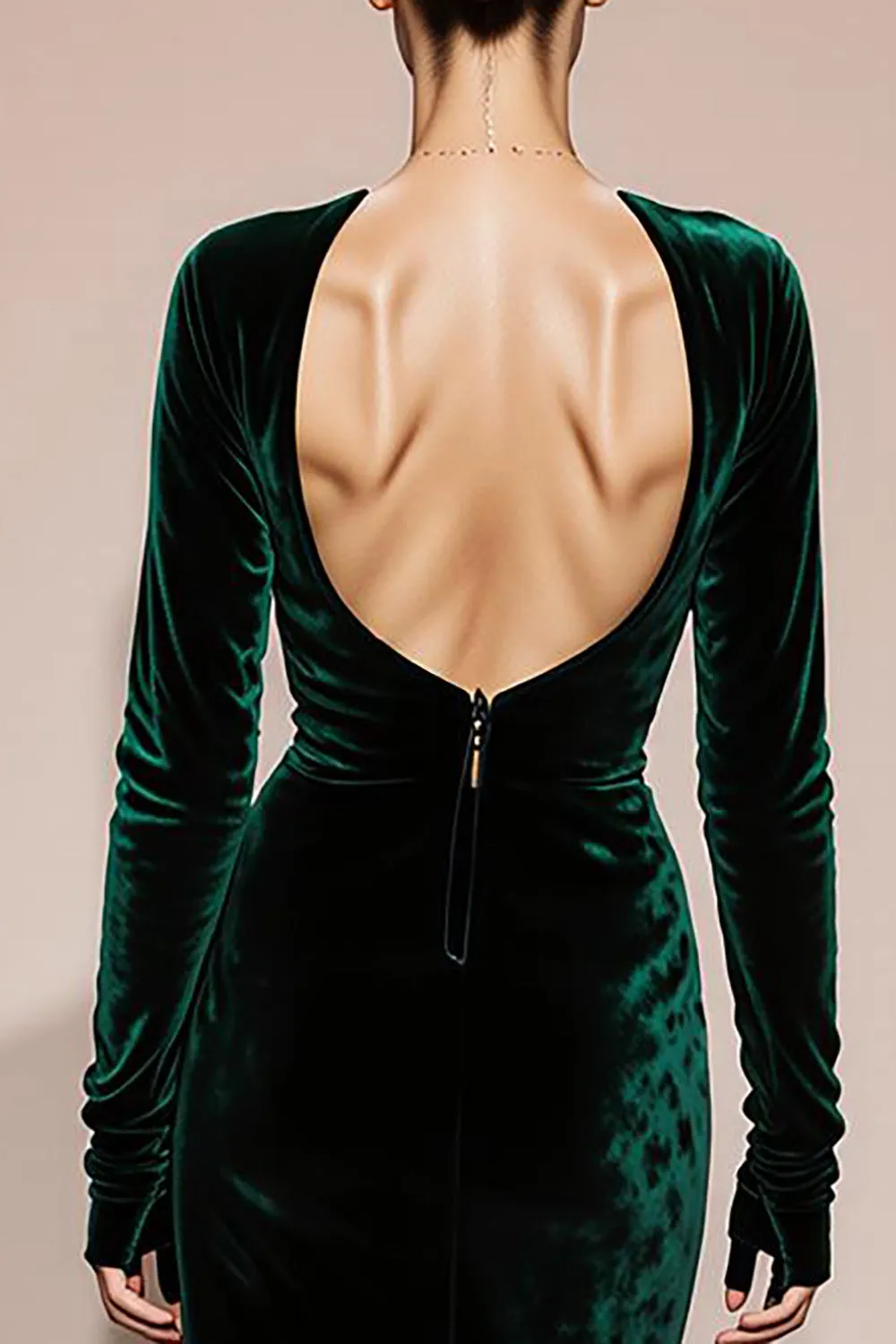 Dark Green V-Neck Mermaid Velvet Military Ball Dresses with Slit sold by Zapaka product image thumbnail 4