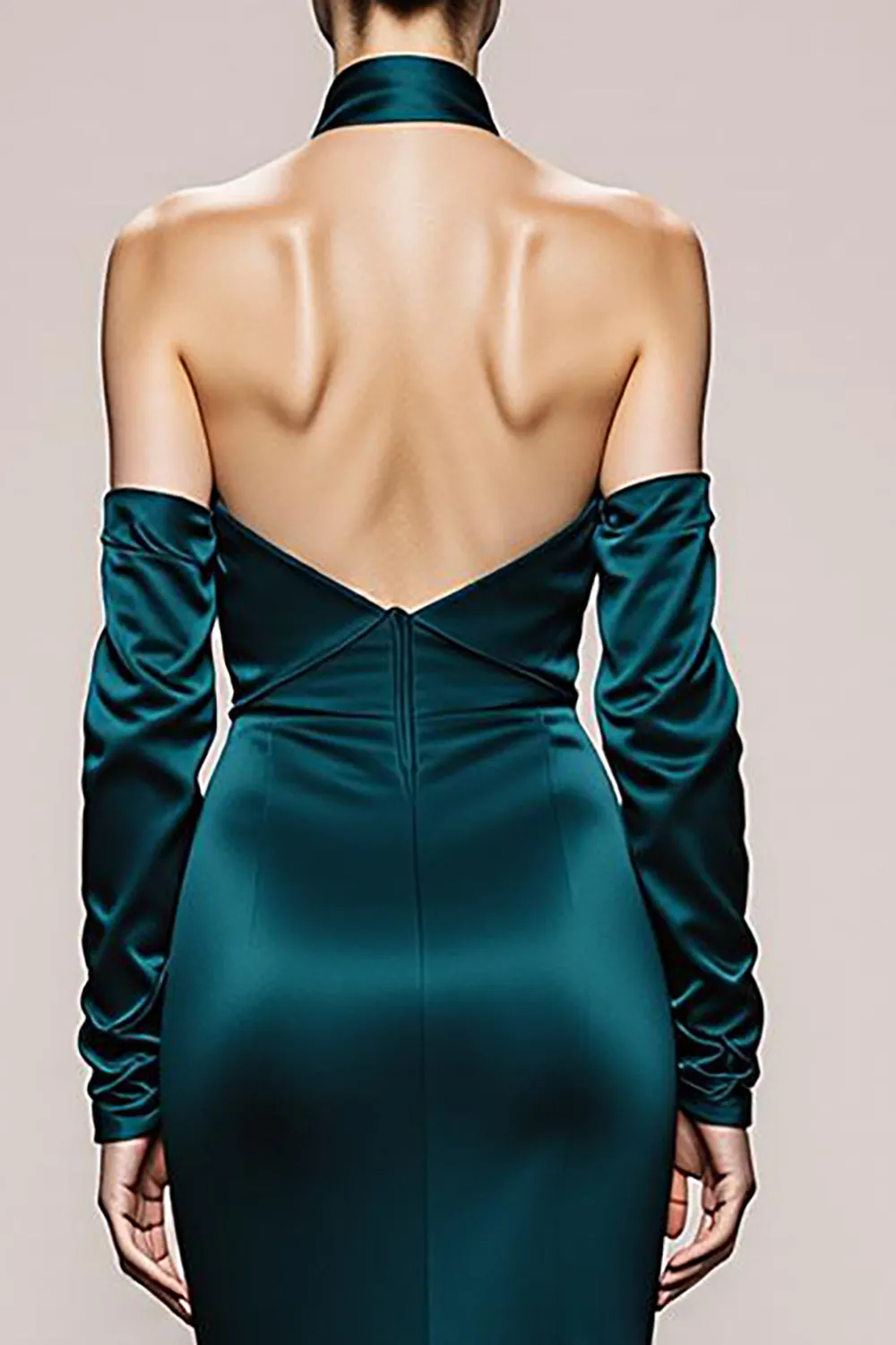 Mermaid Halter Peacock Green Sleeves Long Military Ball Dresses sold by Zapaka product image thumbnail 4