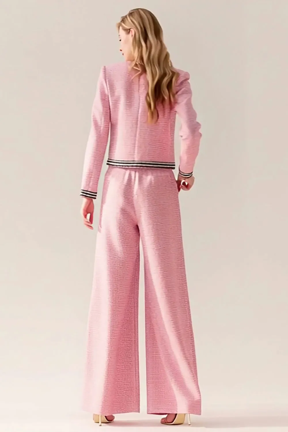 2 Piece Pink Tweed Long Sleeve Women's Suits sold by Zapaka product image thumbnail 2