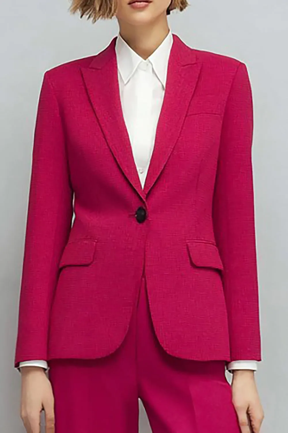 2 Piece Peak Lapel Fuchsia Women's Business Casual Suits sold by Zapaka product image thumbnail 2