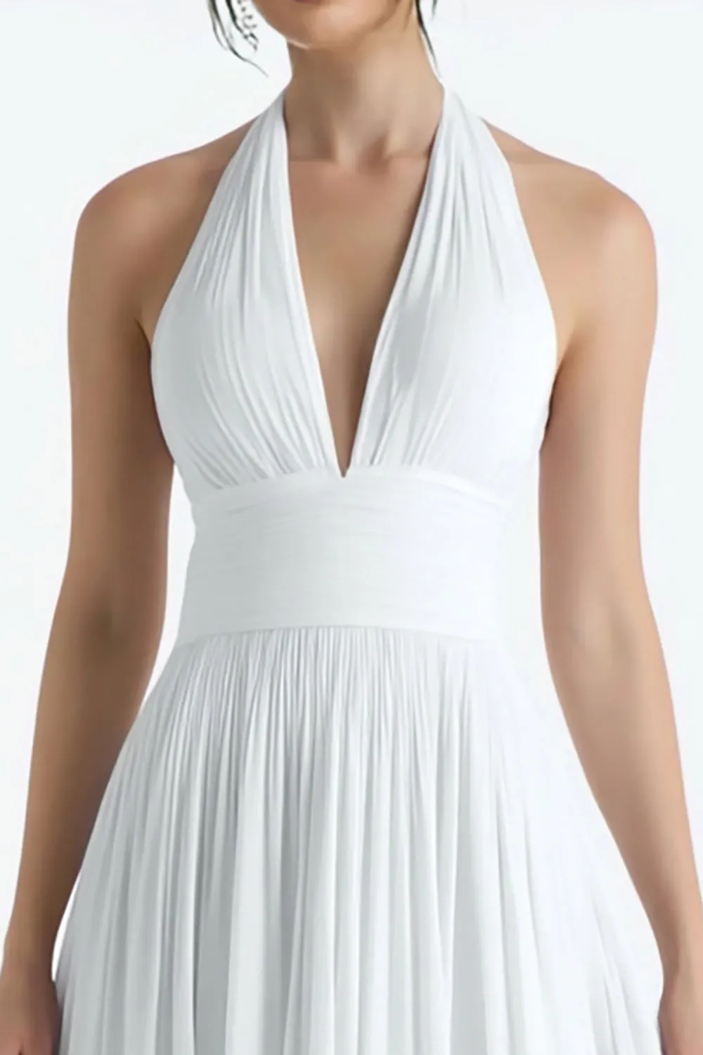 White Halter A Line Midi Rehearsal Dinner Dress sold by Zapaka product image thumbnail 2