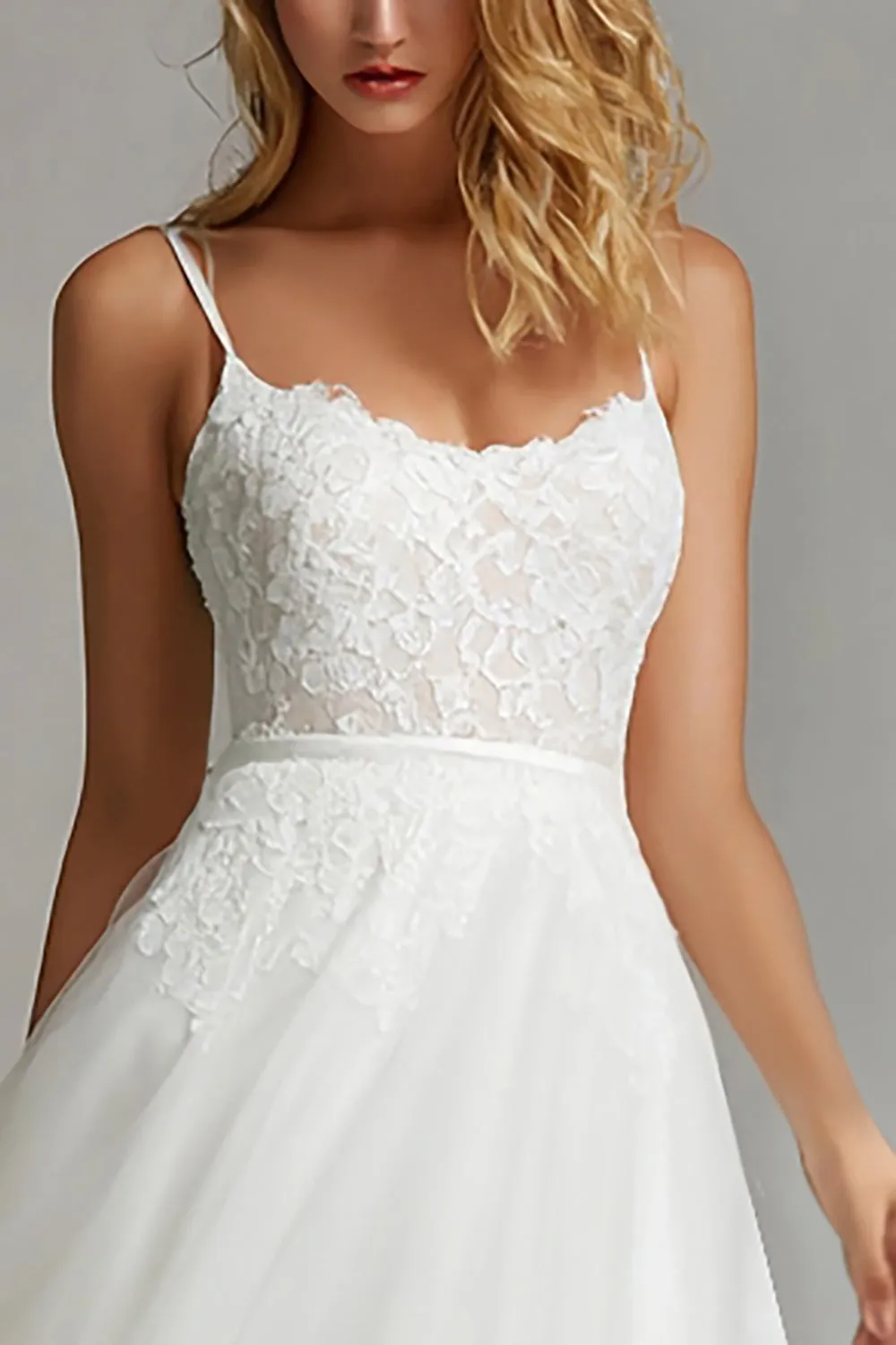 White Spaghetti Straps A Line Wedding Reception Dress sold by Zapaka product image thumbnail 2