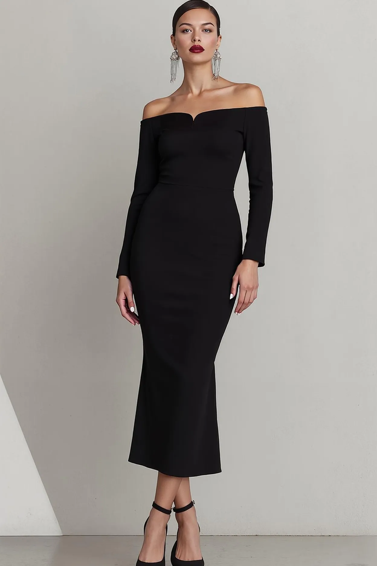 Off The Shoulder Black Sheath Formal Dress sold by Zapaka product image thumbnail 3