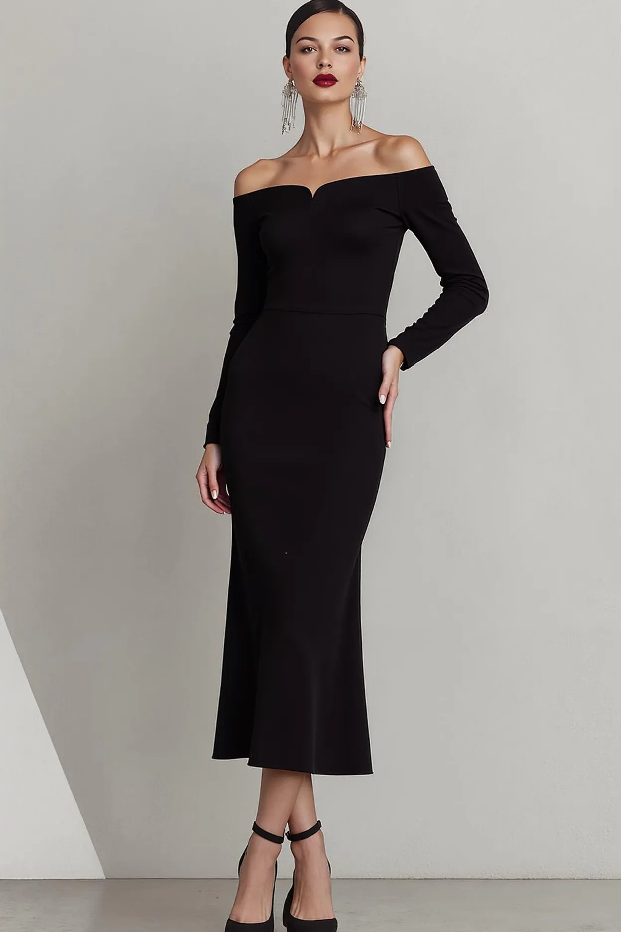 Off The Shoulder Black Sheath Formal Dress sold by Zapaka
