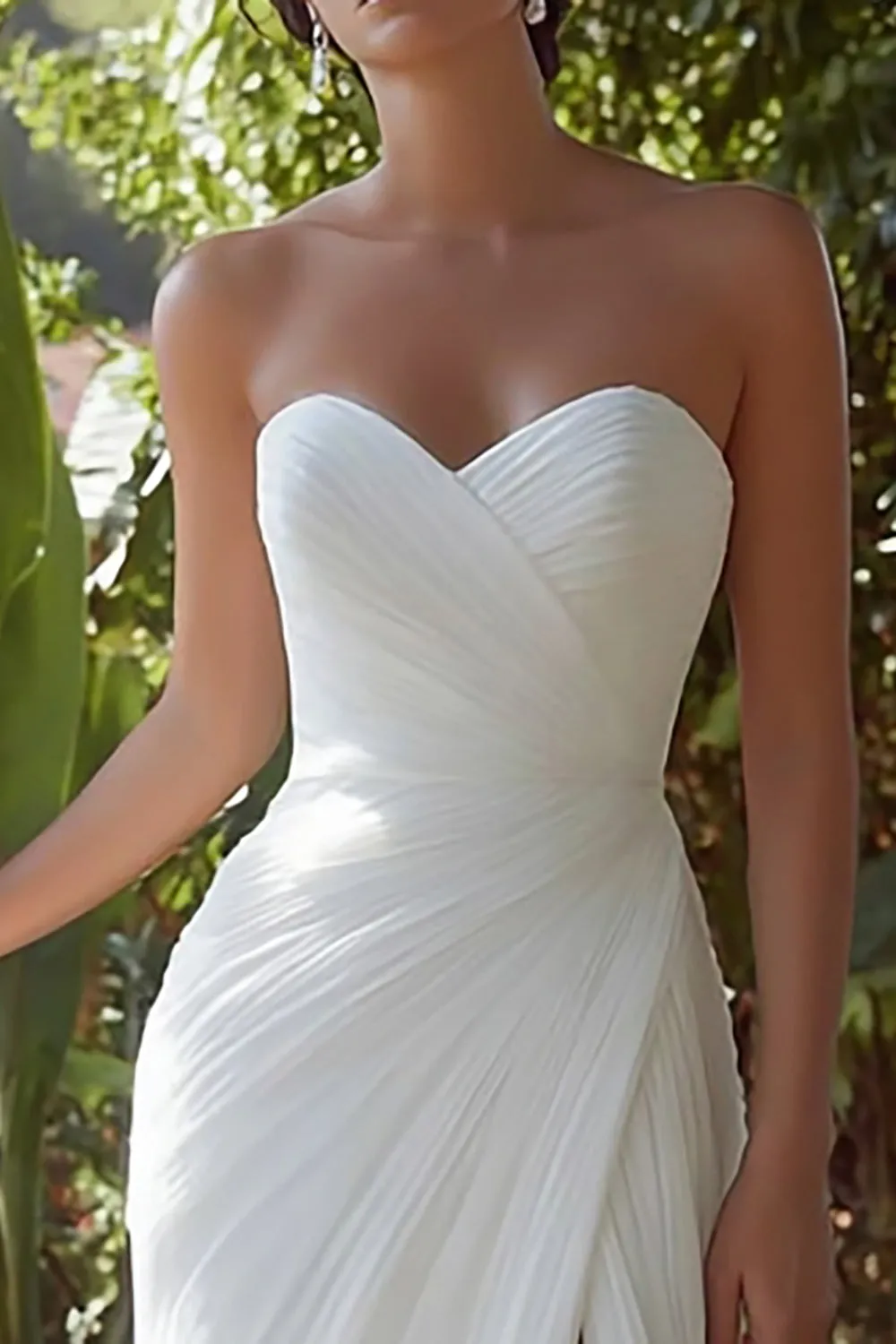 Strapless White Sheath Ruched Rehearsal Dinner Dress sold by Zapaka product image thumbnail 2