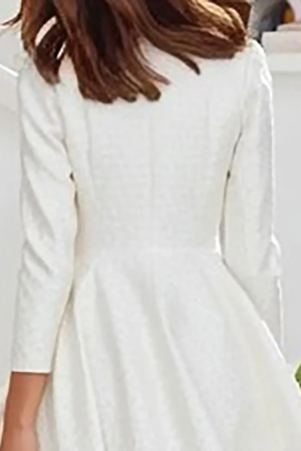 Ivory Long Sleeve A Line Midi Engagement Dress with Ruffles sold by Zapaka product image thumbnail 4