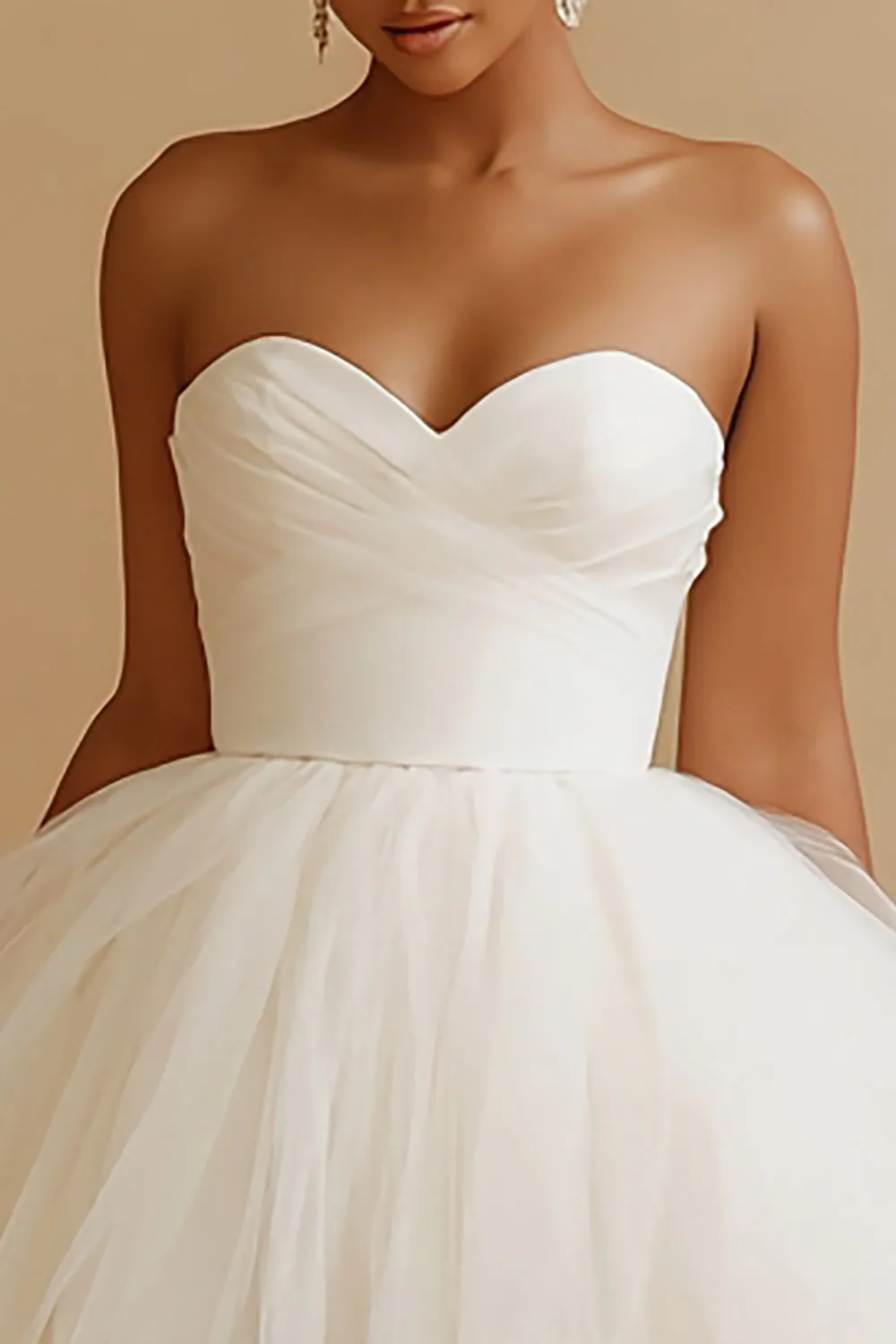 White Tulle A Line Sweetheart Short Wedding Dress sold by Zapaka product image thumbnail 2