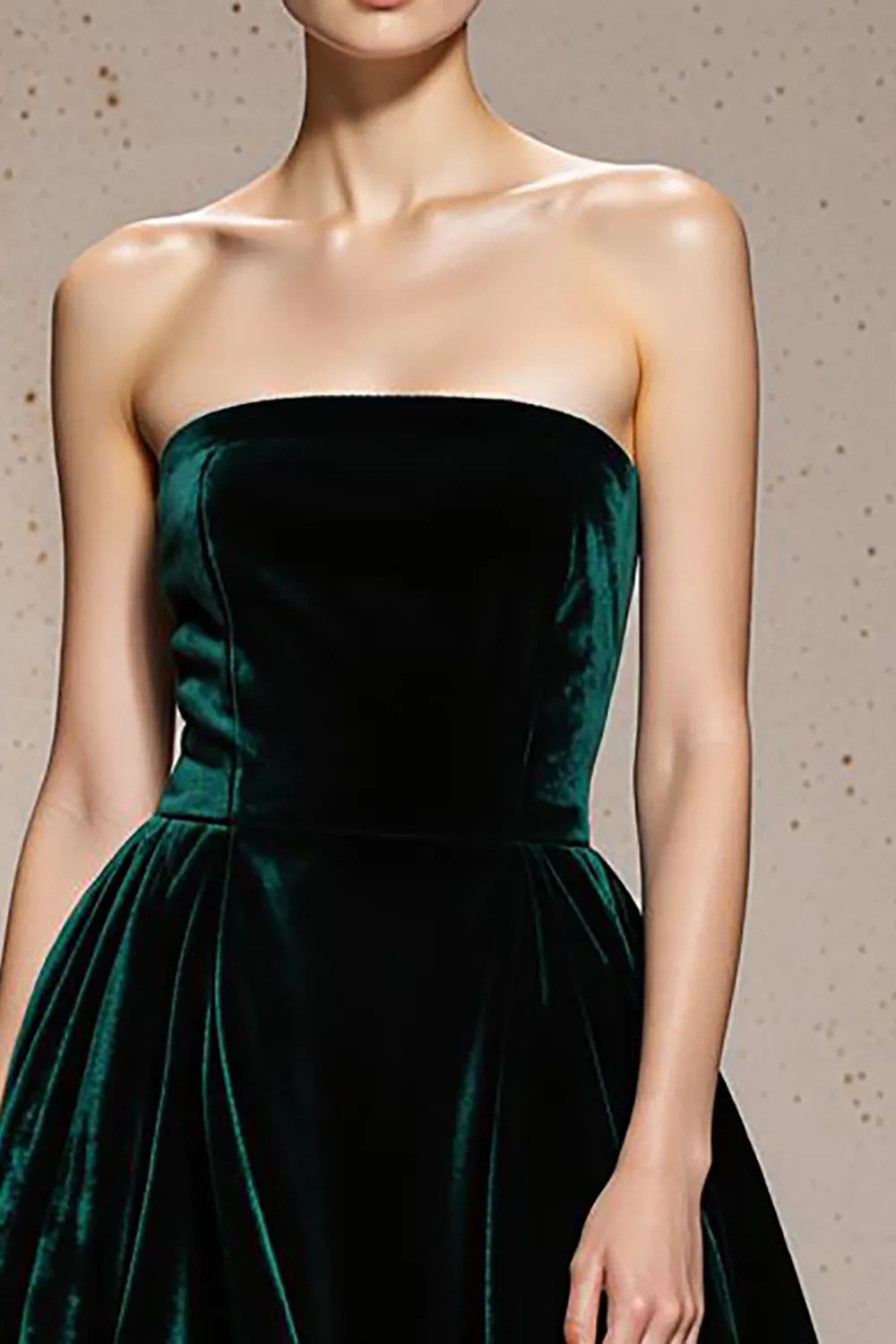 Dark Green Strapless Velvet A Line Long Formal Dress with Slit sold by Zapaka product image thumbnail 3