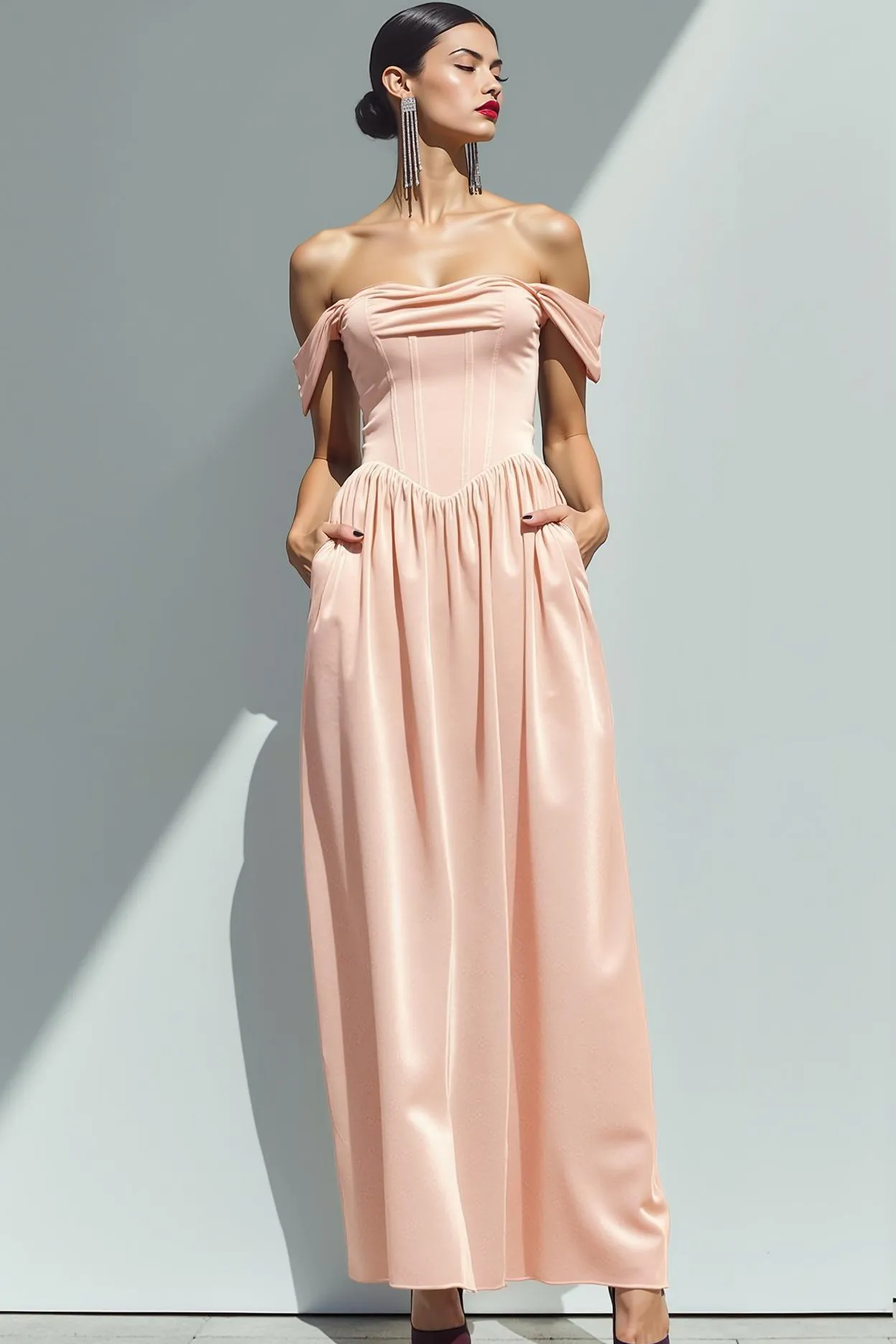 Dark Green A-Line Corset Velvet Maxi Holiday Party Dress with Pockets sold by Zapaka product image thumbnail 5