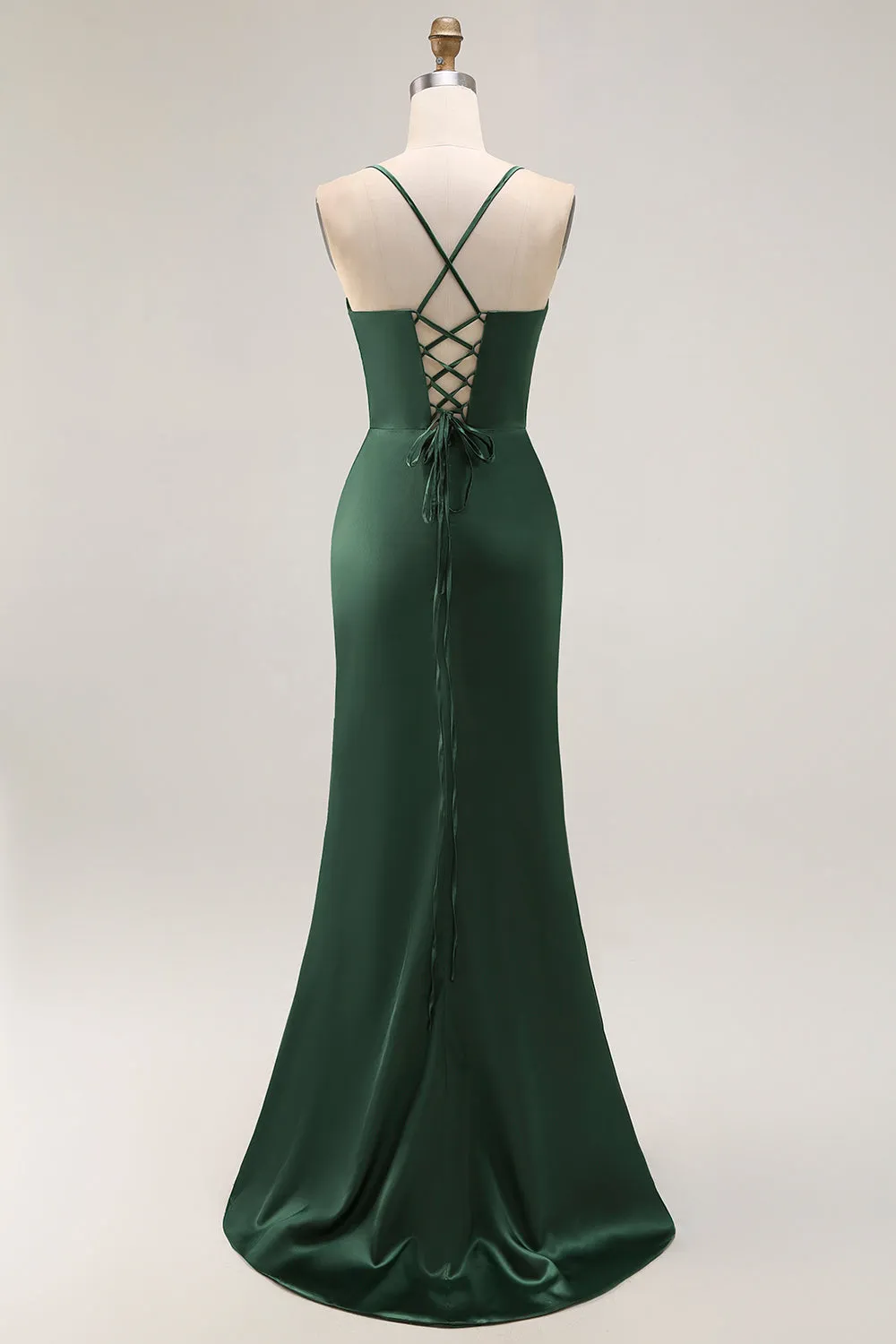 Dark Green Corset Satin Prom Dress With Slit sold by Zapaka product image thumbnail 2