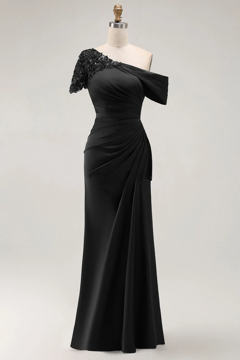 Mermaid Black Asymmetrical Mother of the Bride Dress with Appliques sold by Zapaka