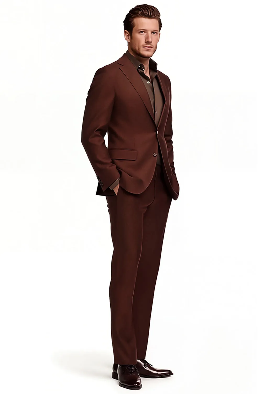 Dark Brown Notched Lapel Single Breasted Men Formal Blazer sold by Zapaka product image thumbnail 4