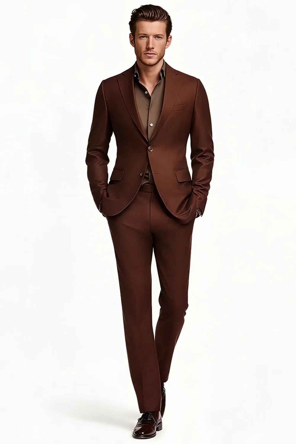 Dark Brown Notched Lapel Single Breasted Men Formal Blazer sold by Zapaka product image thumbnail 2