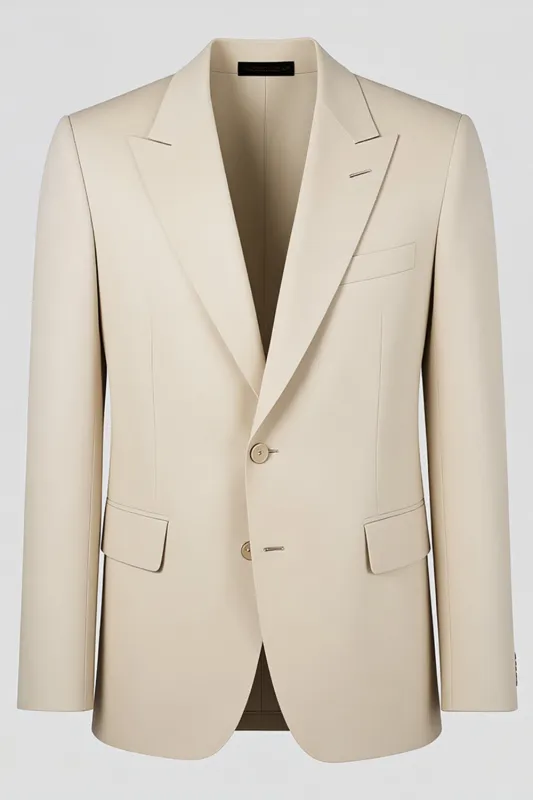 Ivory Peak Lapel Single Breasted  Men's Formal Blazer sold by Zapaka