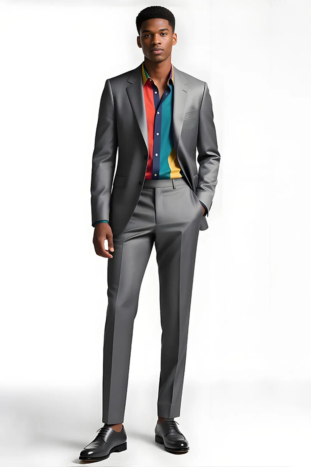 Notched Lapel 2 Piece Silver Grey Formal Business Suits sold by Zapaka