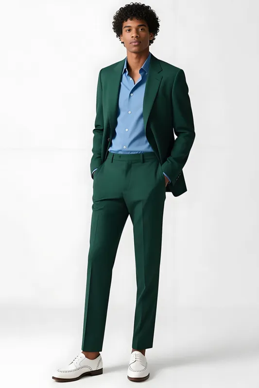 Dark Green Single Breasted 2 Piece Notched Lapel Men's Suits sold by Zapaka