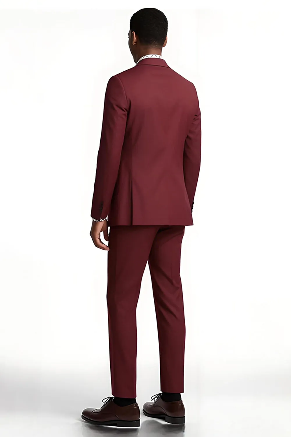 Burgundy Notched Lapel 2 Piece Slim Fit Men's Prom Suits sold by Zapaka product image thumbnail 2