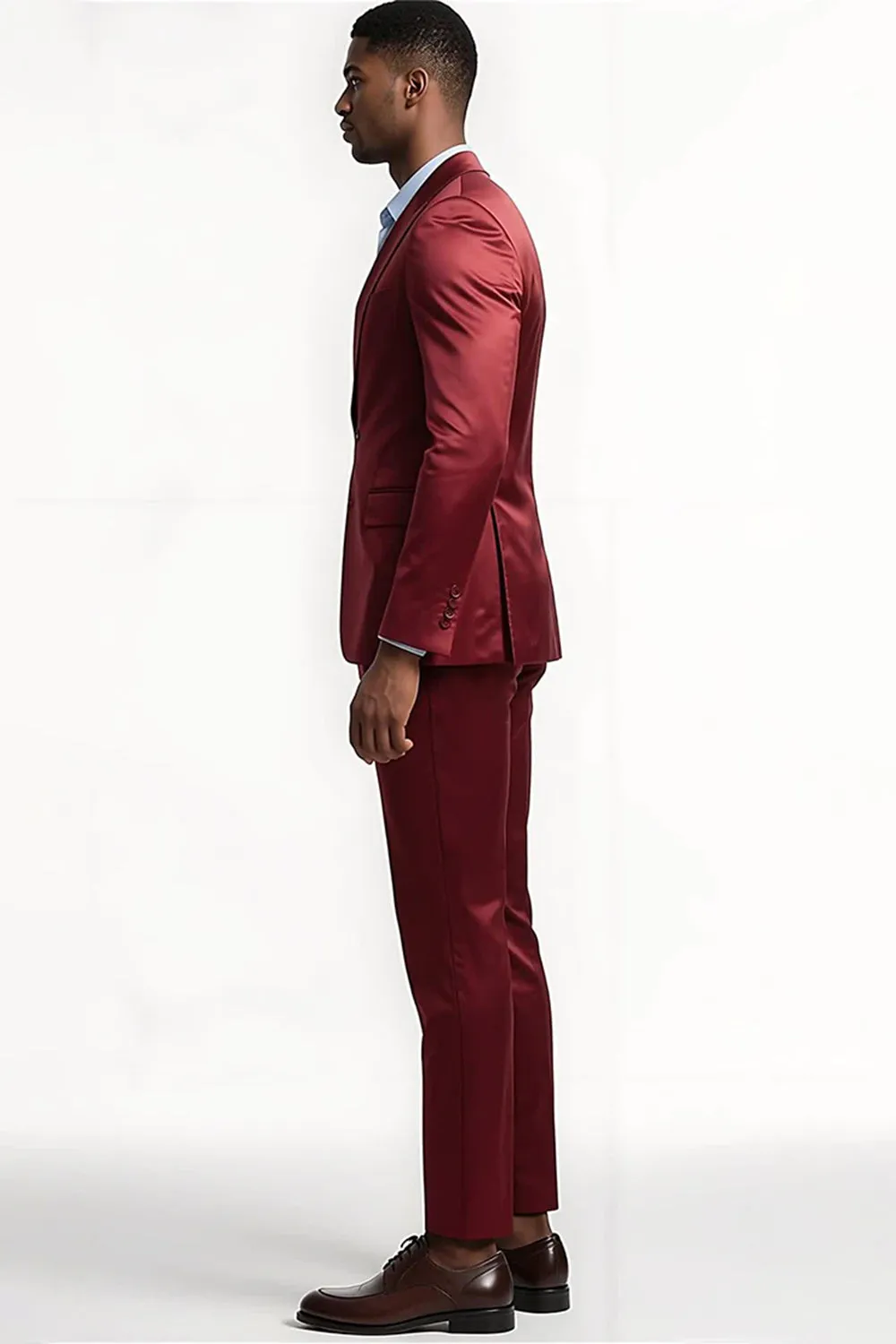 Peak Lapel 2 Piece Burgundy Single Breasted Men's Prom Suits sold by Zapaka product image thumbnail 3