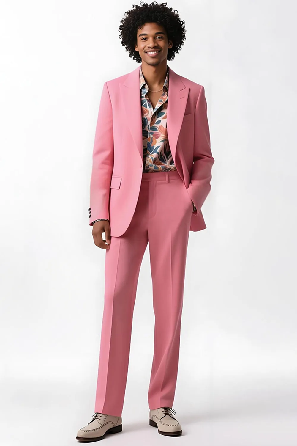 Blush Peak Lapel 2 Piece Single Breasted Men Prom Suits sold by Zapaka