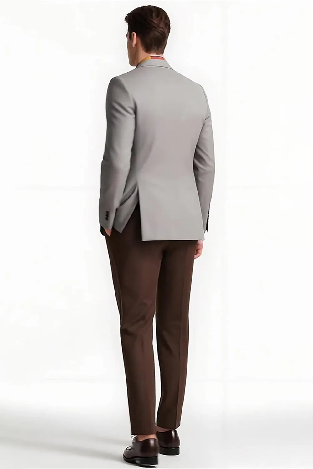 Grey Peak Lapel 2 Piece Single Breasted Men Prom Suits sold by Zapaka product image thumbnail 3