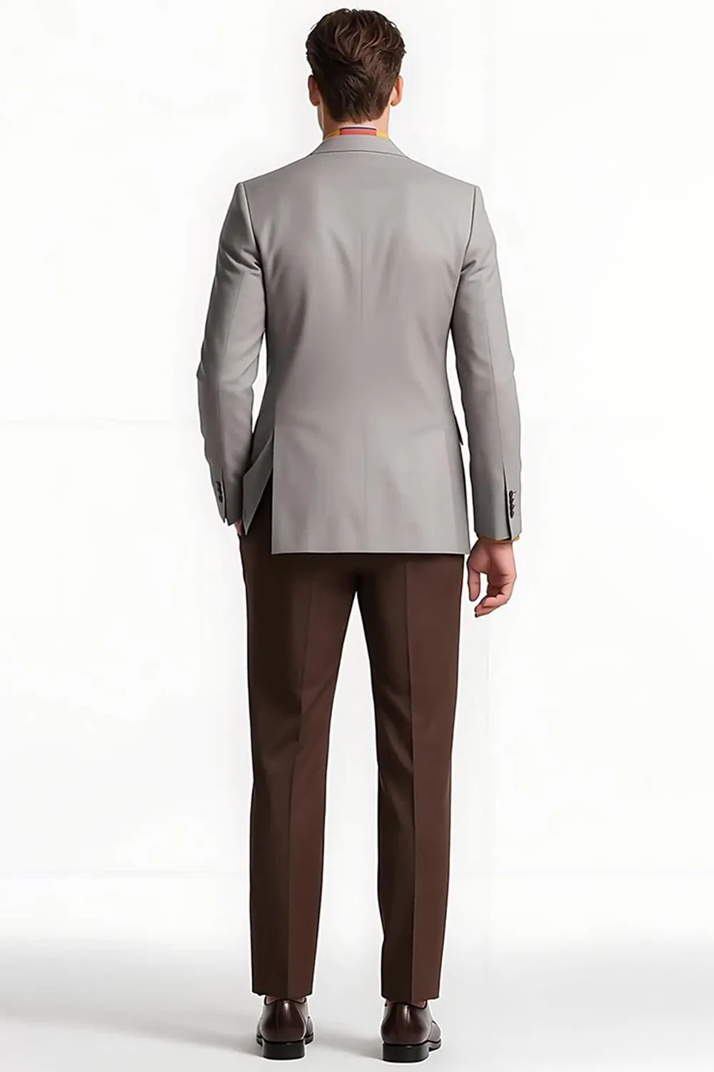Grey Peak Lapel 2 Piece Single Breasted Men Prom Suits sold by Zapaka product image thumbnail 2