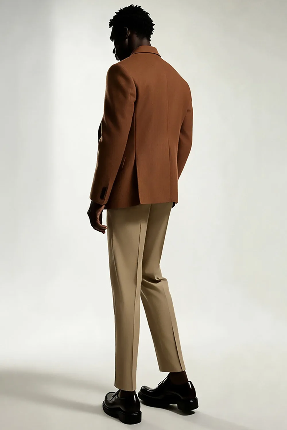 Dark Khaki Notched Lapel Singel Breasted Men's Suits sold by Zapaka product image thumbnail 2